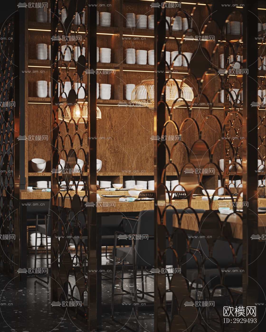 高级灰火锅烤肉效果图下载（渲染图8）