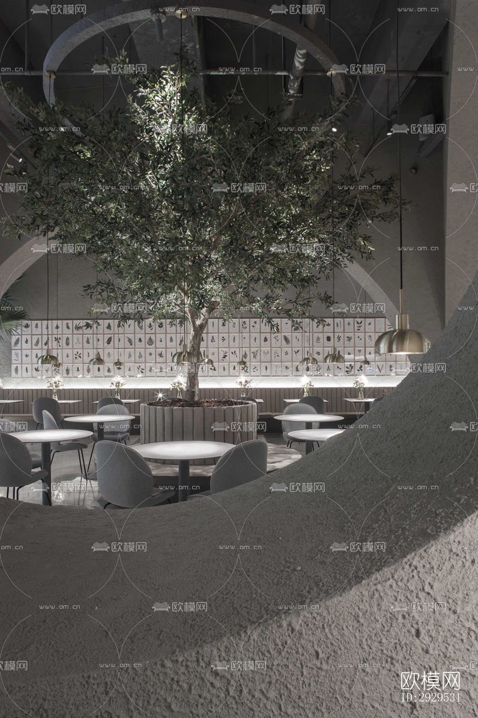 侘寂西餐厅效果图下载（渲染图16）