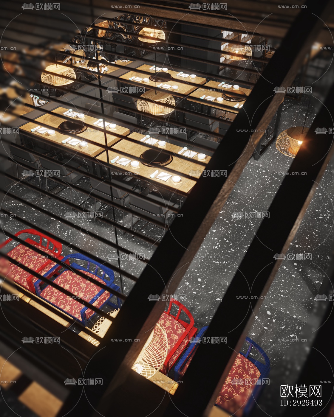 高级灰火锅烤肉效果图下载（渲染图5）