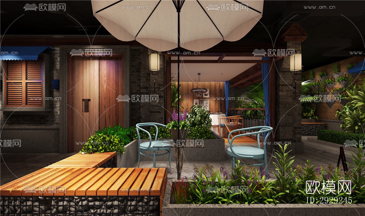 中式中餐厅效果图下载（渲染图10）