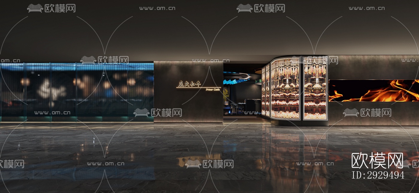 高级灰火锅烤肉效果图下载（渲染图7）