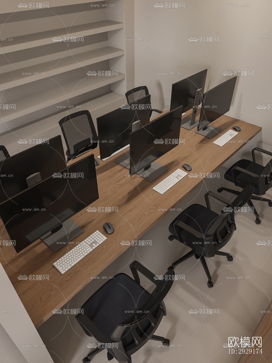 现代办公区效果图下载（渲染图14）