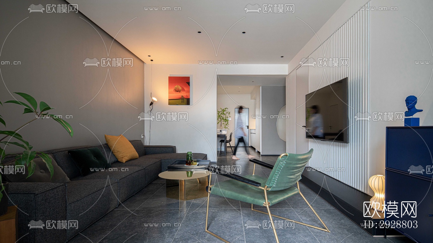 现代平层效果图下载（渲染图6）