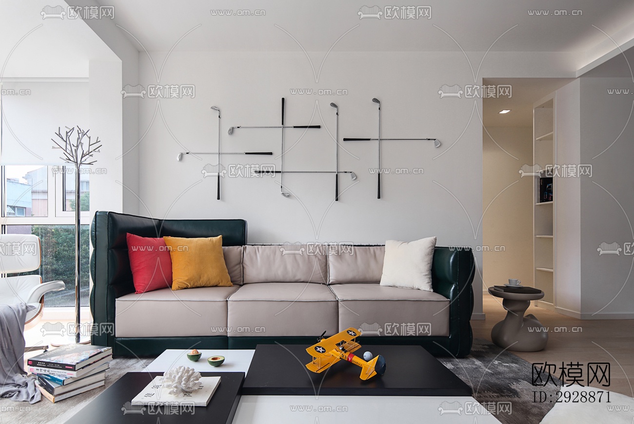 现代平层效果图下载（渲染图12）