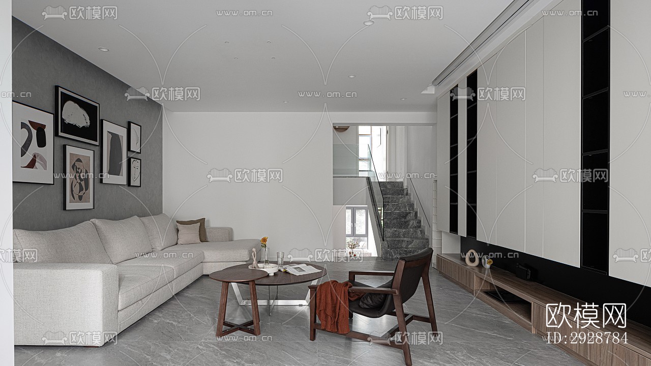 现代平层效果图下载（渲染图11）