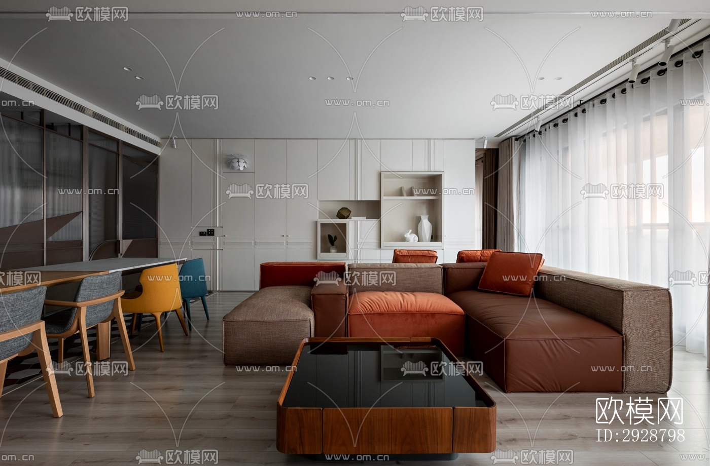 现代平层效果图下载（渲染图12）