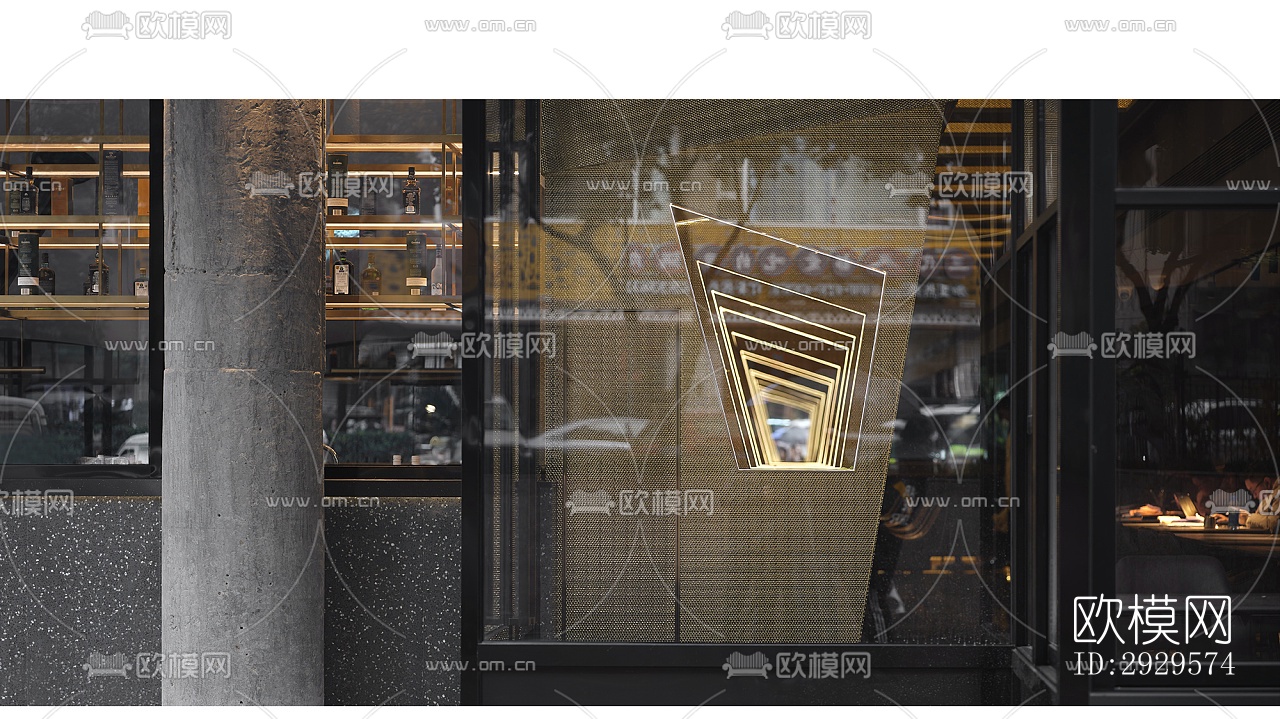 高级灰西餐厅效果图下载（渲染图6）