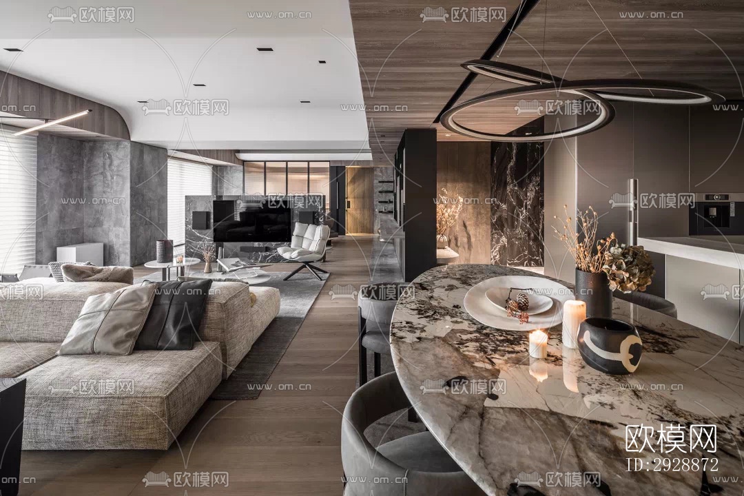 现代平层效果图下载（渲染图18）