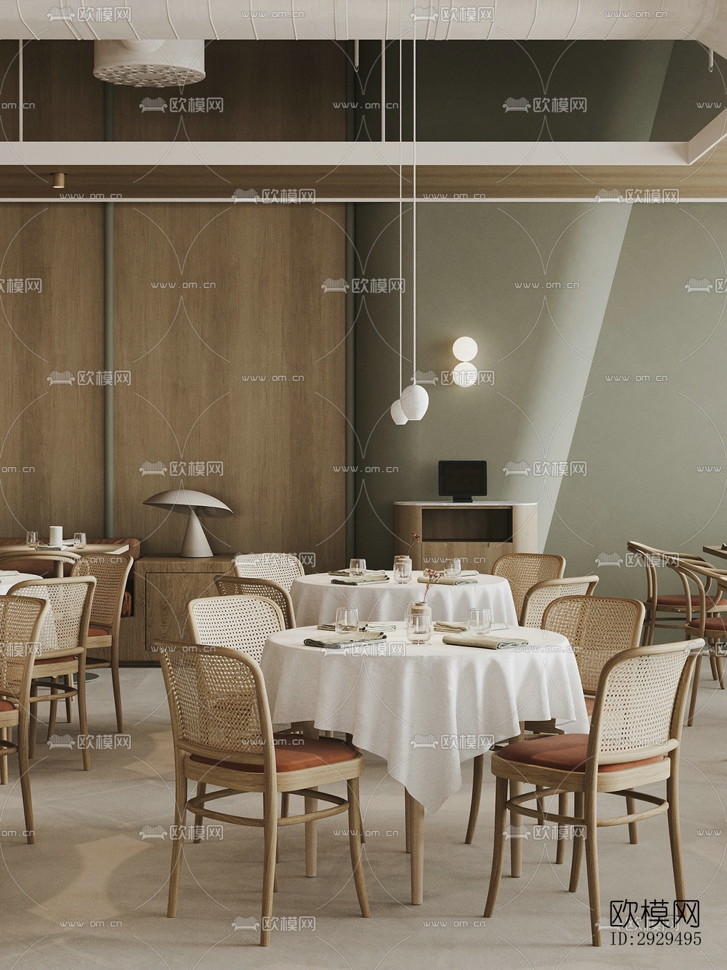 奶油风自助餐厅效果图下载（渲染图15）