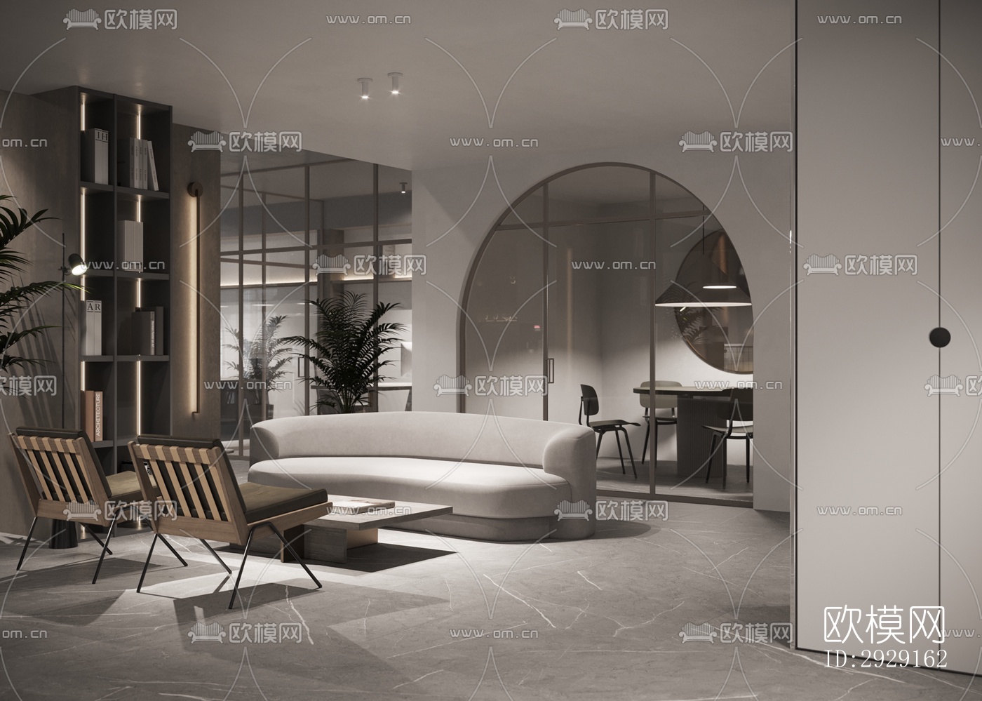 现代办公区效果图下载（渲染图12）