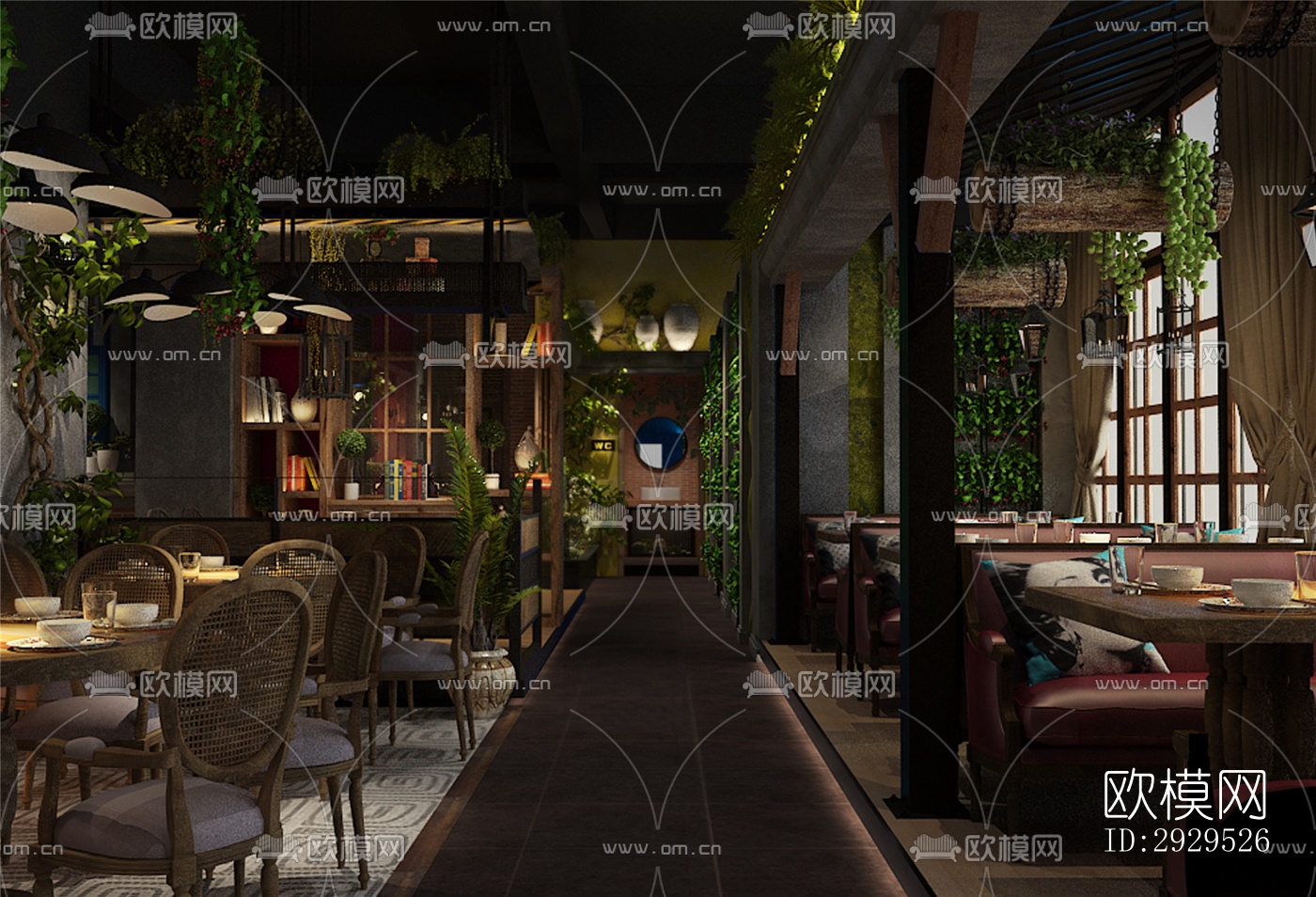 东南亚西餐厅效果图下载（渲染图3）