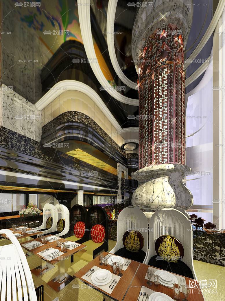 东南亚西餐厅效果图下载（渲染图2）
