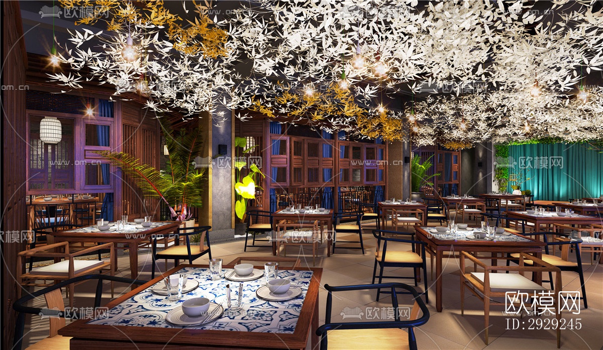 中式中餐厅效果图下载（渲染图6）