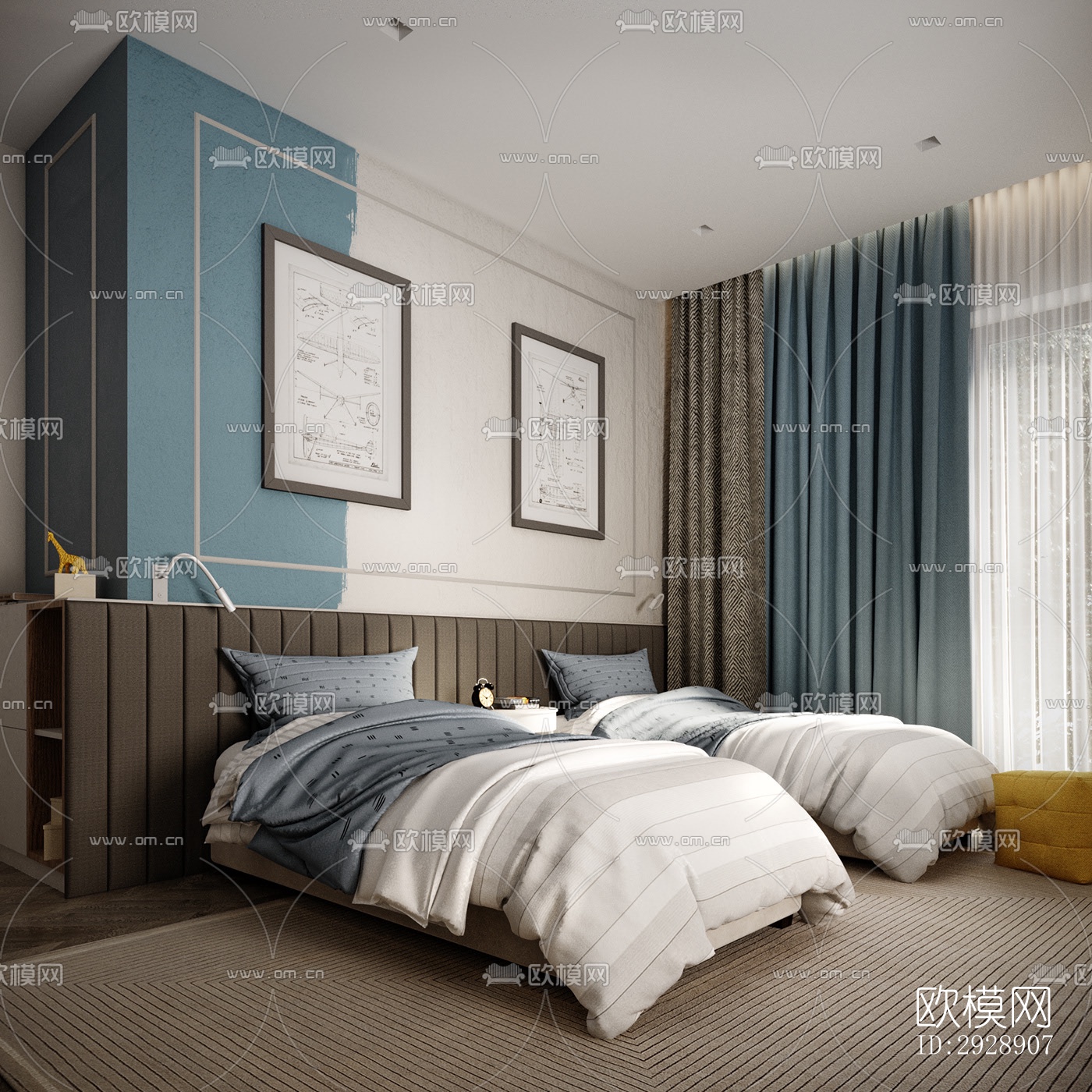 现代平层效果图下载（渲染图3）