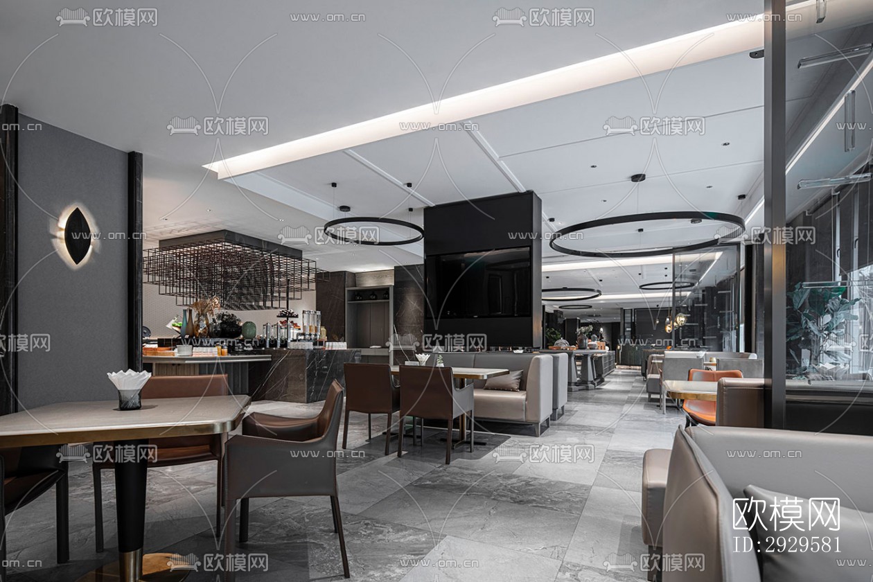 高级灰西餐厅效果图下载（渲染图5）