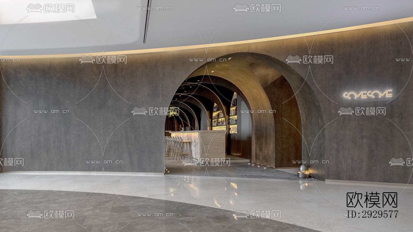 高级灰西餐厅效果图下载（渲染图12）