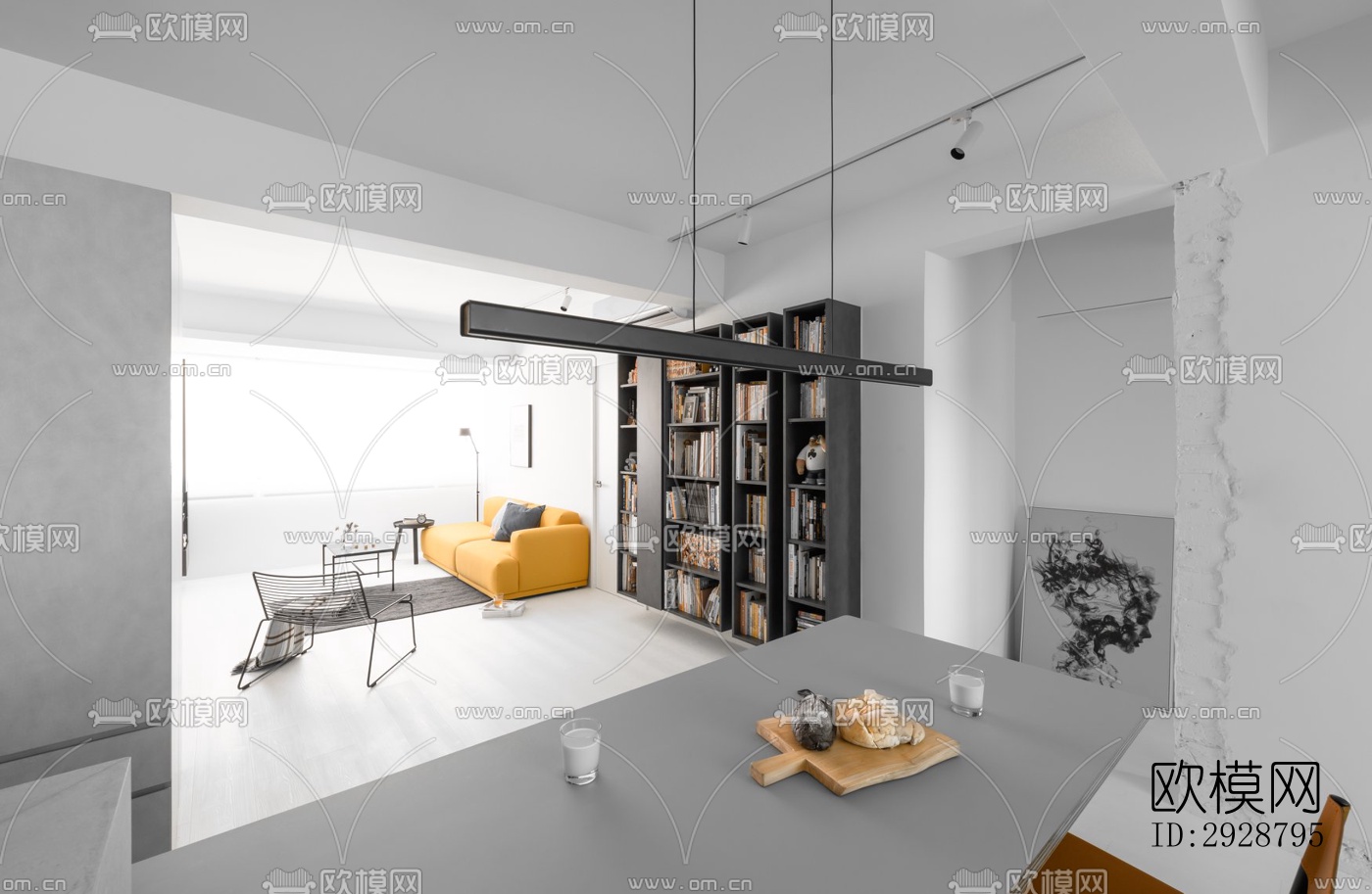 现代平层效果图下载（渲染图11）