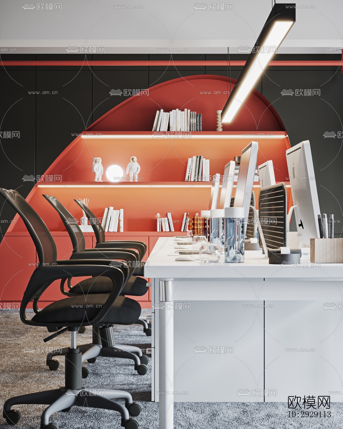 现代办公区效果图下载（渲染图3）