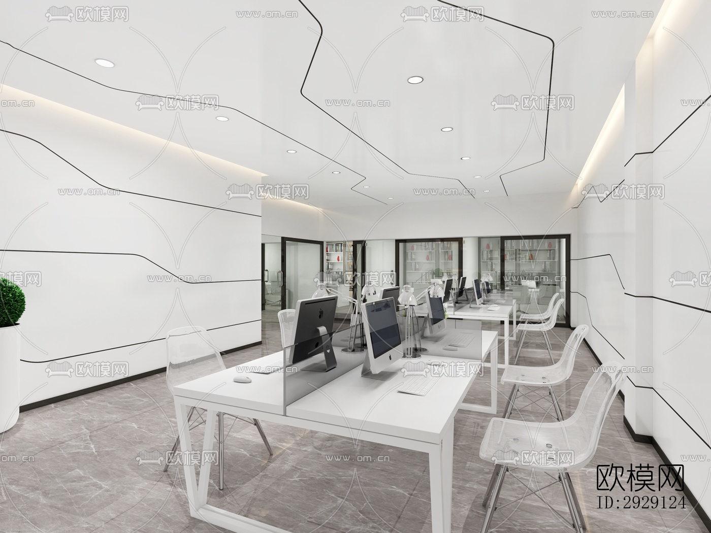 现代办公区效果图下载（渲染图2）