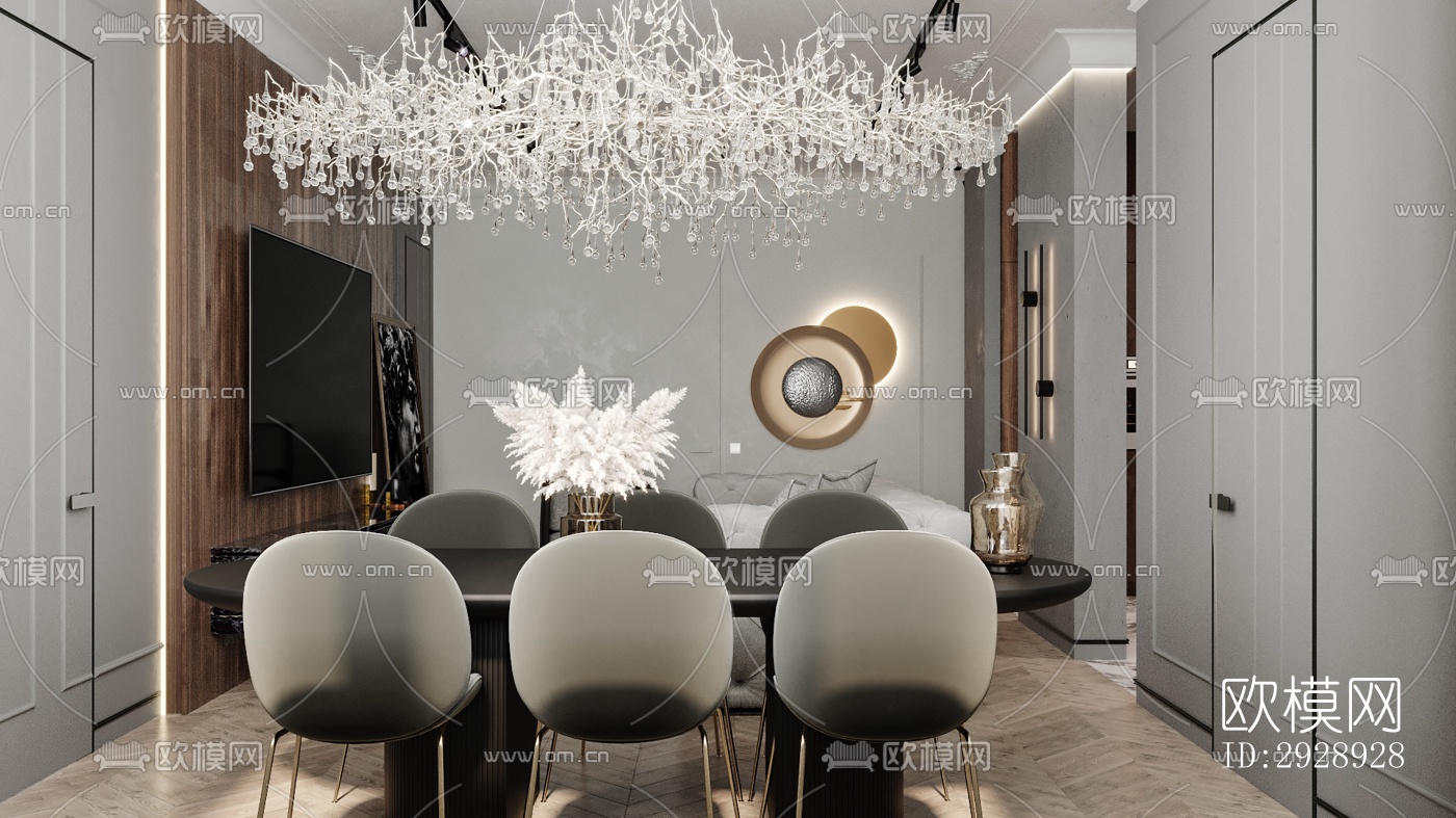 美式平层效果图下载（渲染图14）