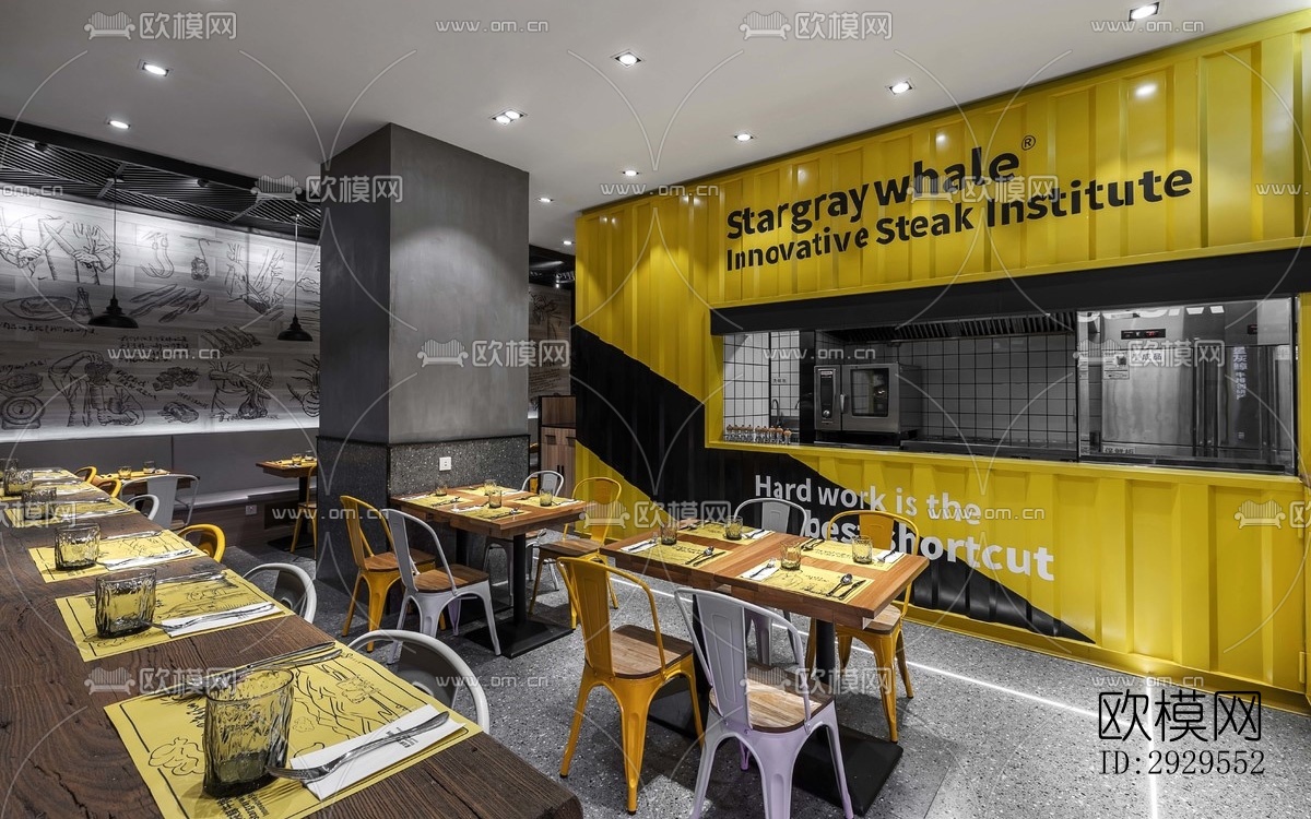工业风西餐厅效果图下载（渲染图6）