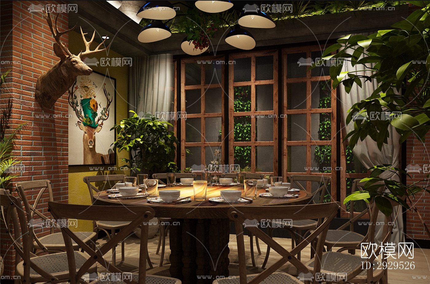 东南亚西餐厅效果图下载（渲染图6）