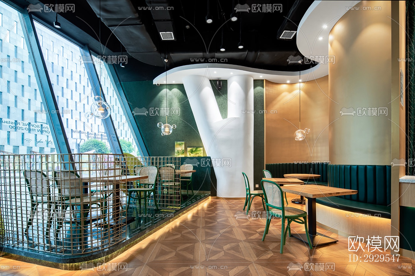 工业风西餐厅效果图下载（渲染图9）