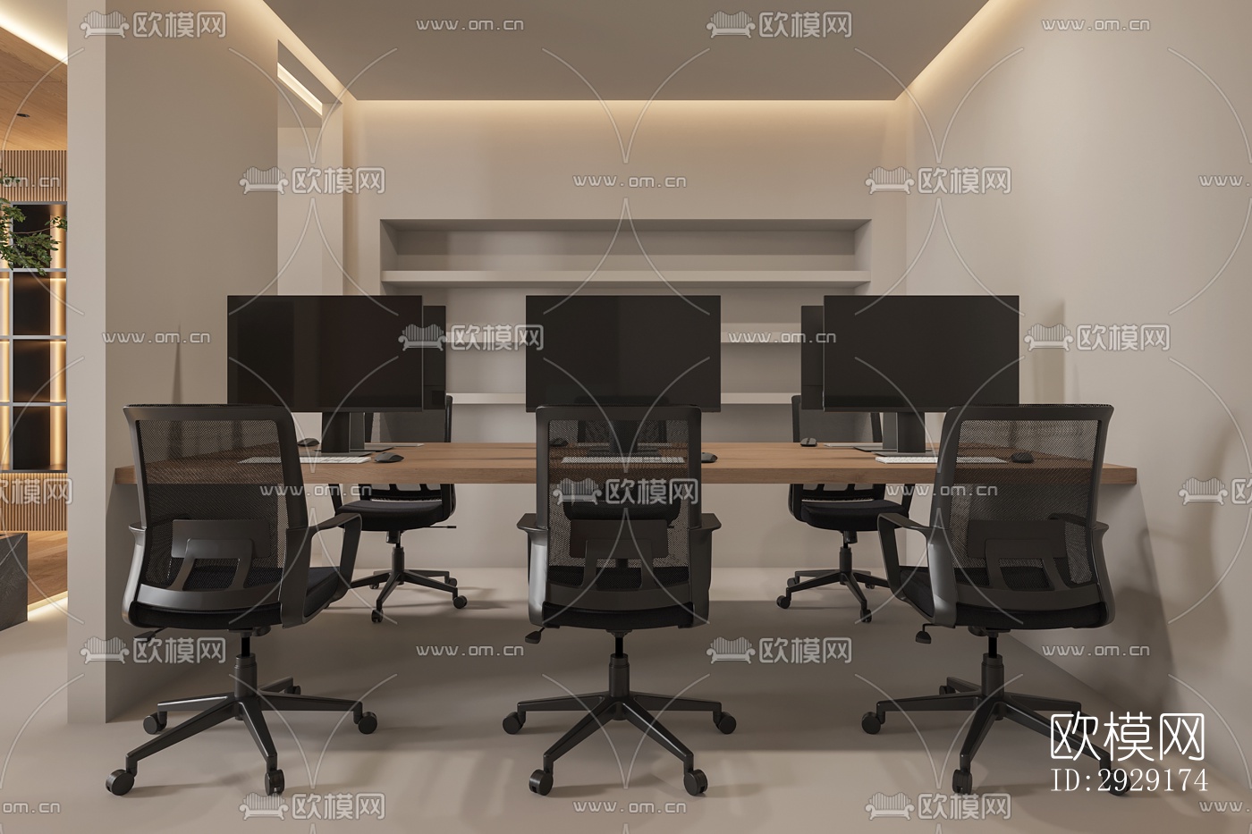 现代办公区效果图下载（渲染图15）