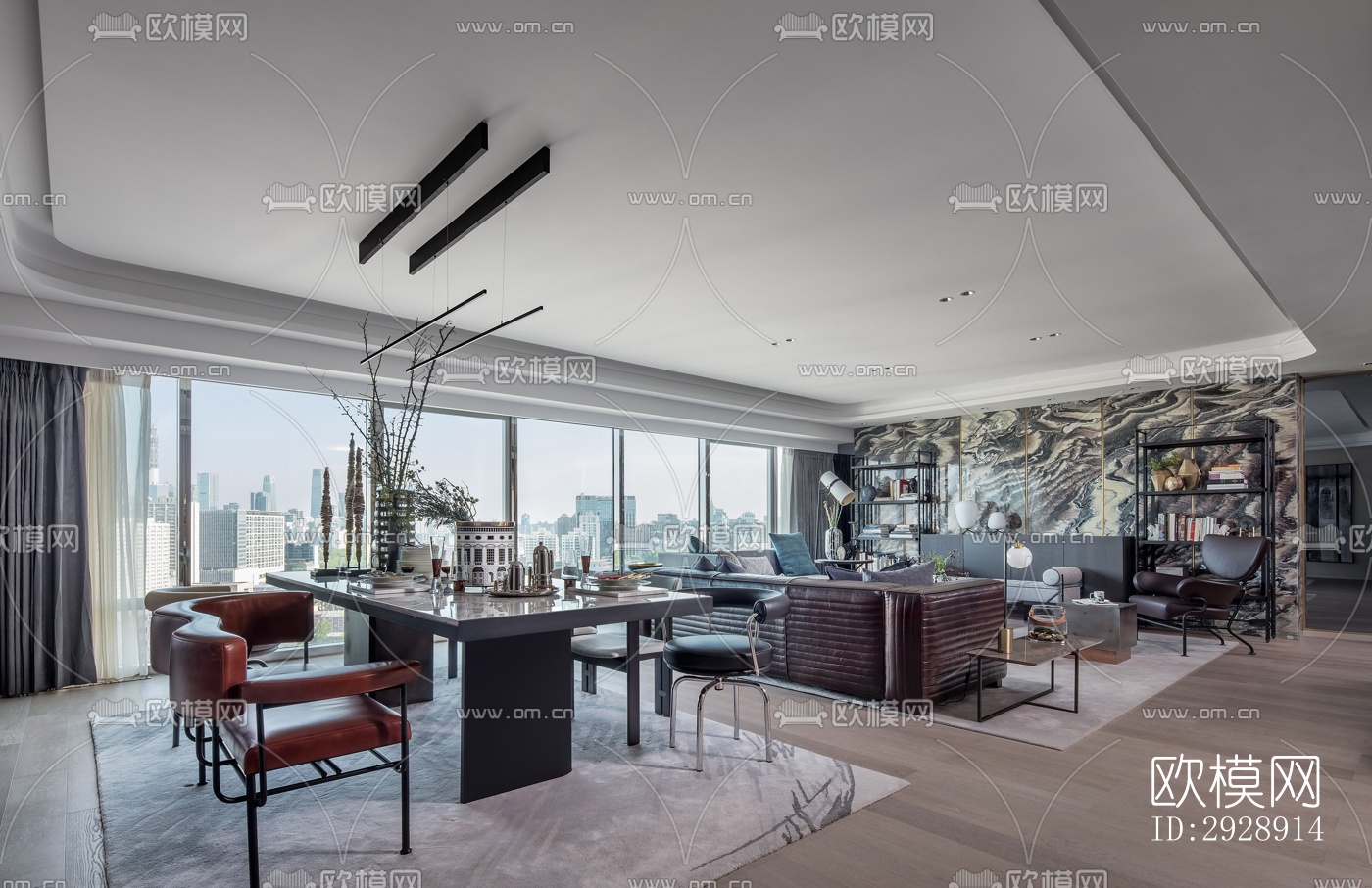 现代平层效果图下载（渲染图6）