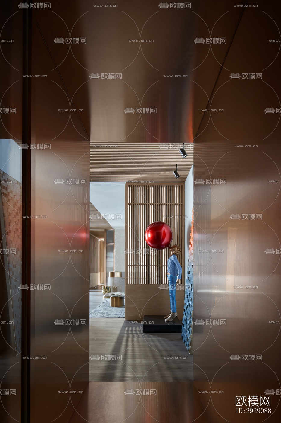 新中式办公区效果图下载（渲染图15）