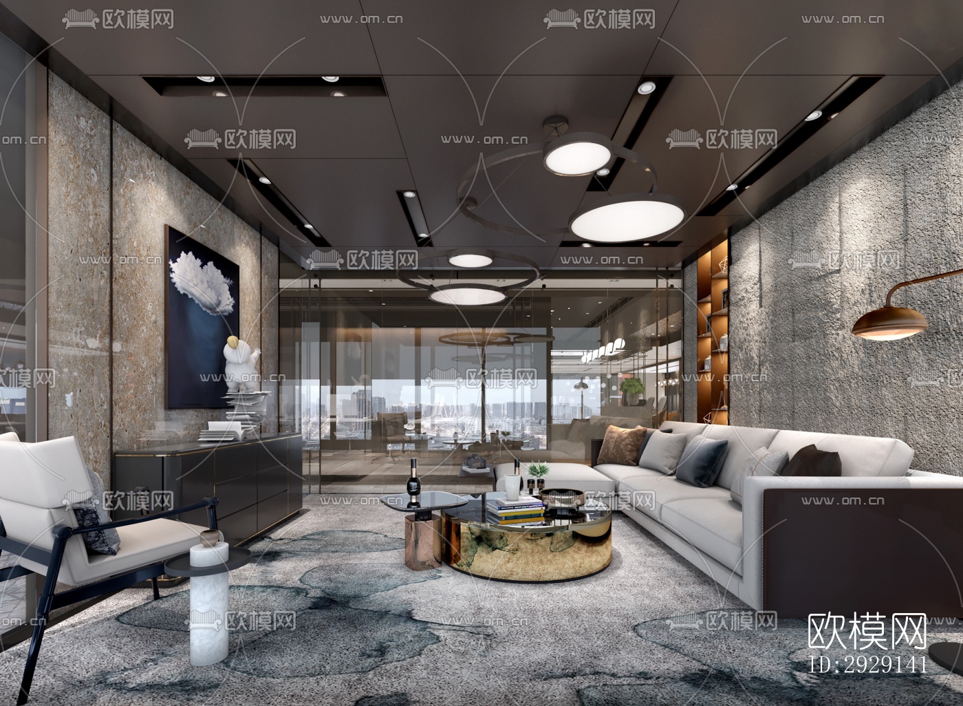 现代办公区效果图下载（渲染图5）