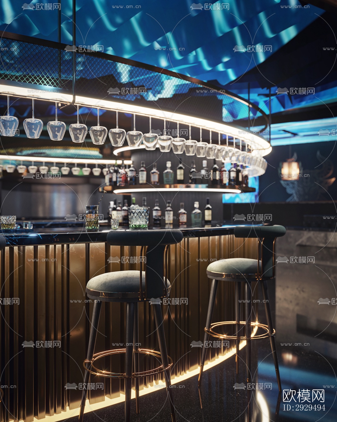 高级灰火锅烤肉效果图下载（渲染图8）