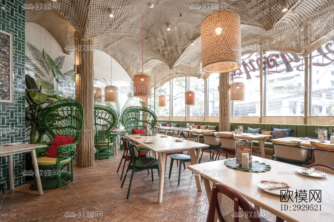 东南亚西餐厅效果图下载（渲染图3）