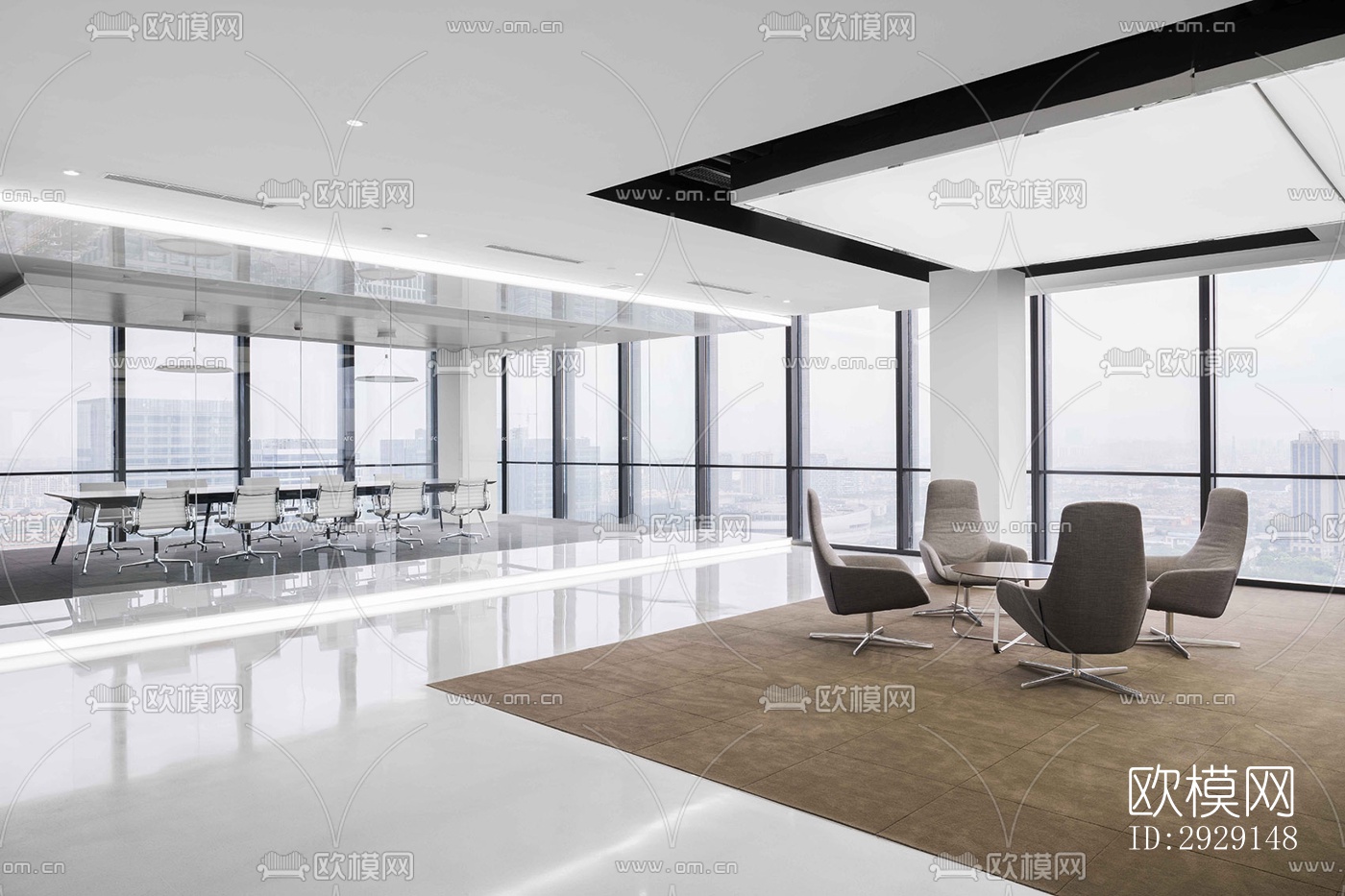 现代办公区效果图下载（渲染图8）