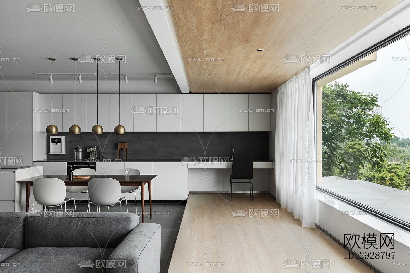 现代平层效果图下载（渲染图4）