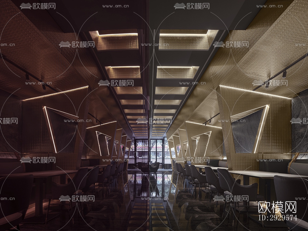 高级灰西餐厅效果图下载（渲染图10）