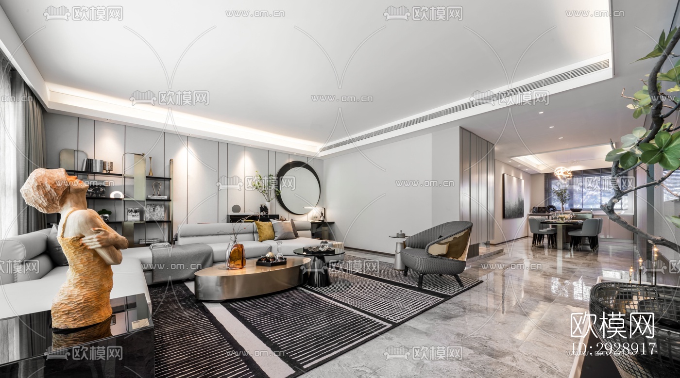 现代平层效果图下载（渲染图10）