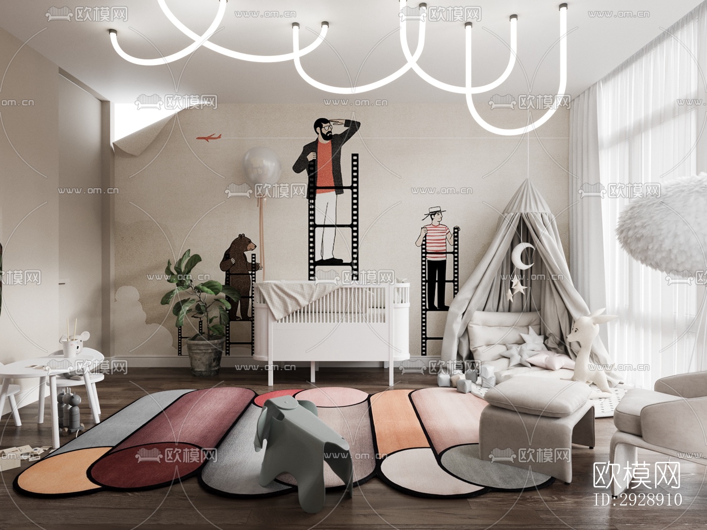 现代平层效果图下载（渲染图5）