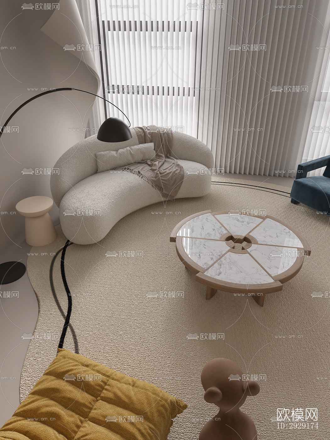 现代办公区效果图下载（渲染图4）