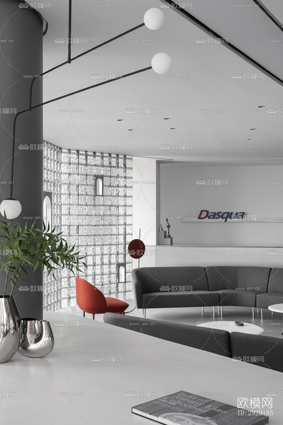 高级灰办公区效果图下载（渲染图6）