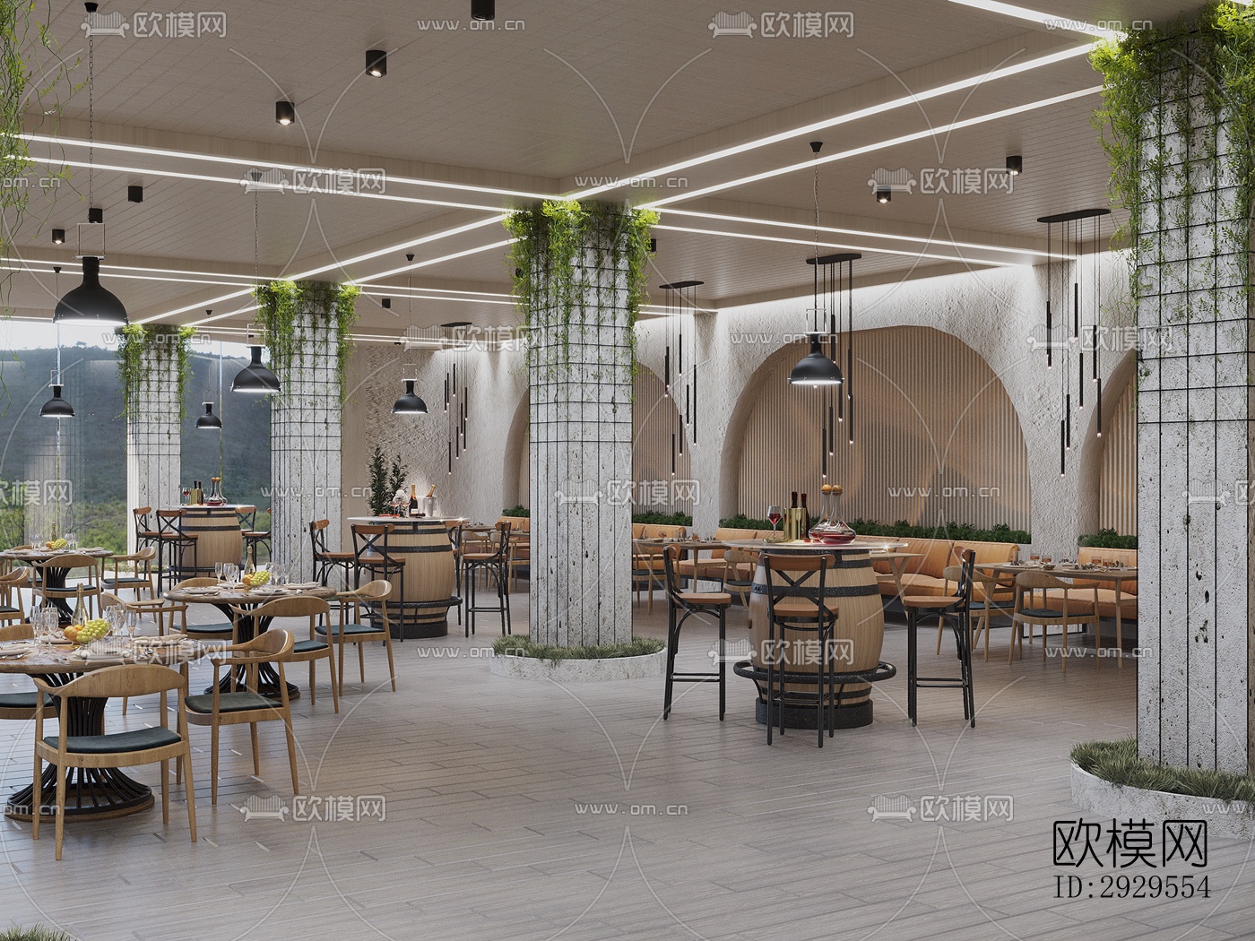 工业风西餐厅效果图下载（渲染图3）