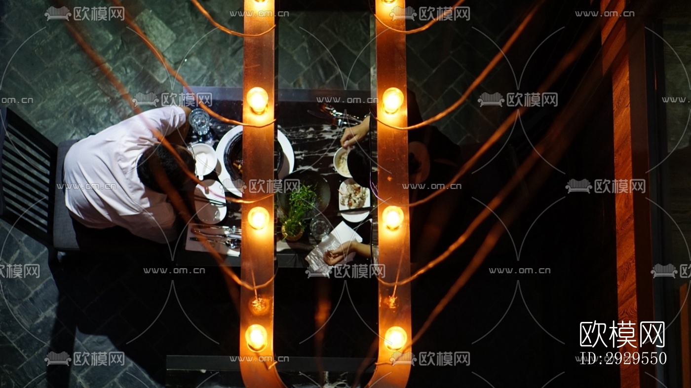 工业风西餐厅效果图下载（渲染图1）