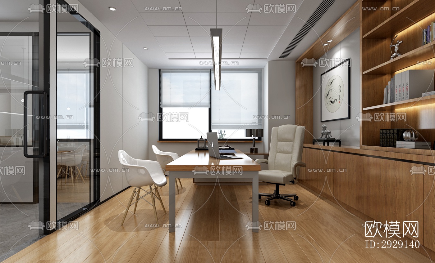 现代办公区效果图下载（渲染图5）