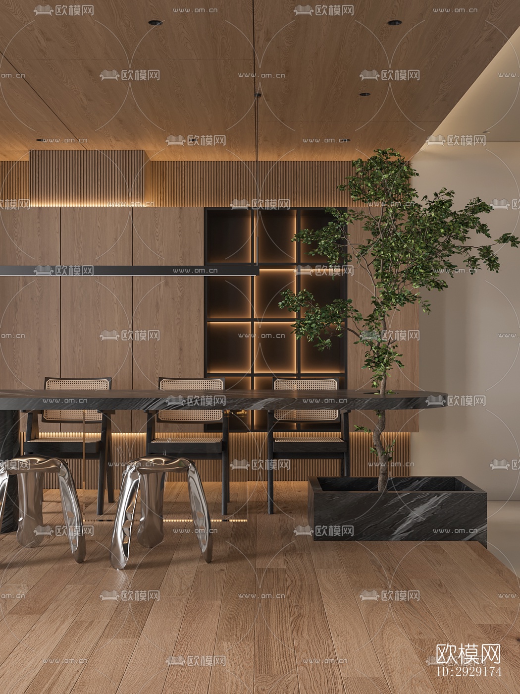 现代办公区效果图下载（渲染图1）