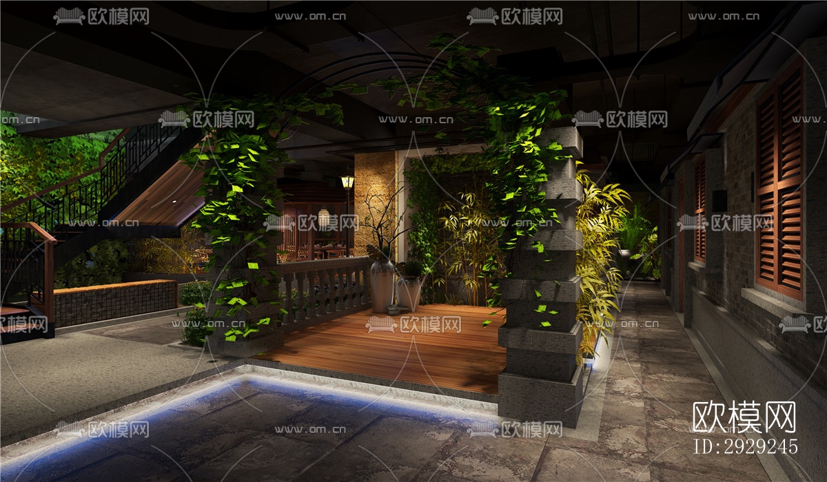 中式中餐厅效果图下载（渲染图8）