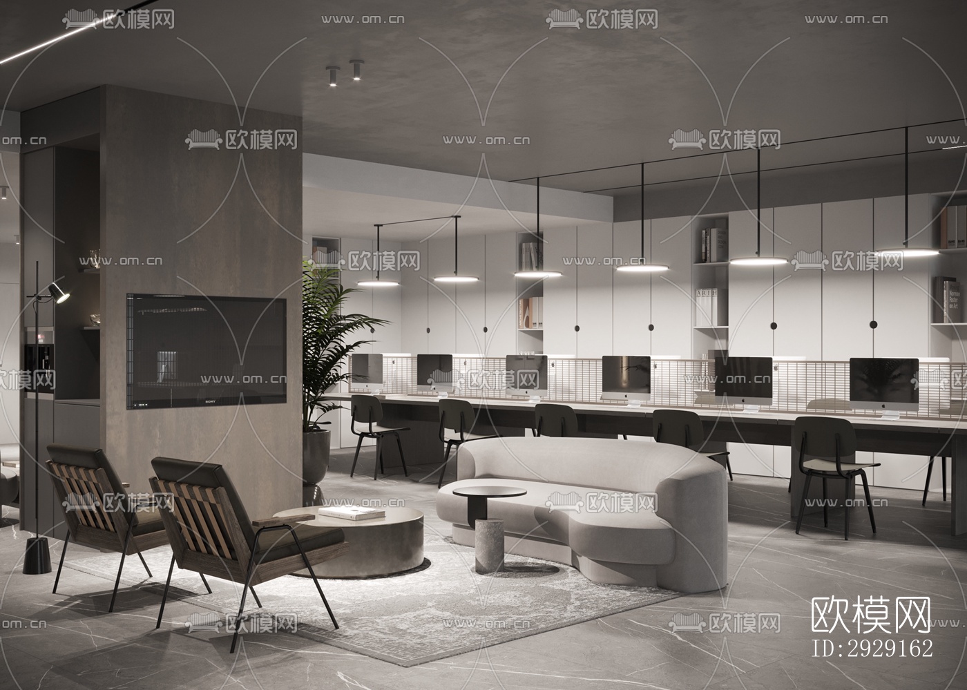 现代办公区效果图下载（渲染图15）