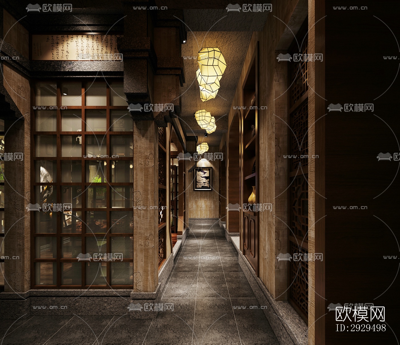 新中式茶馆效果图下载（渲染图2）