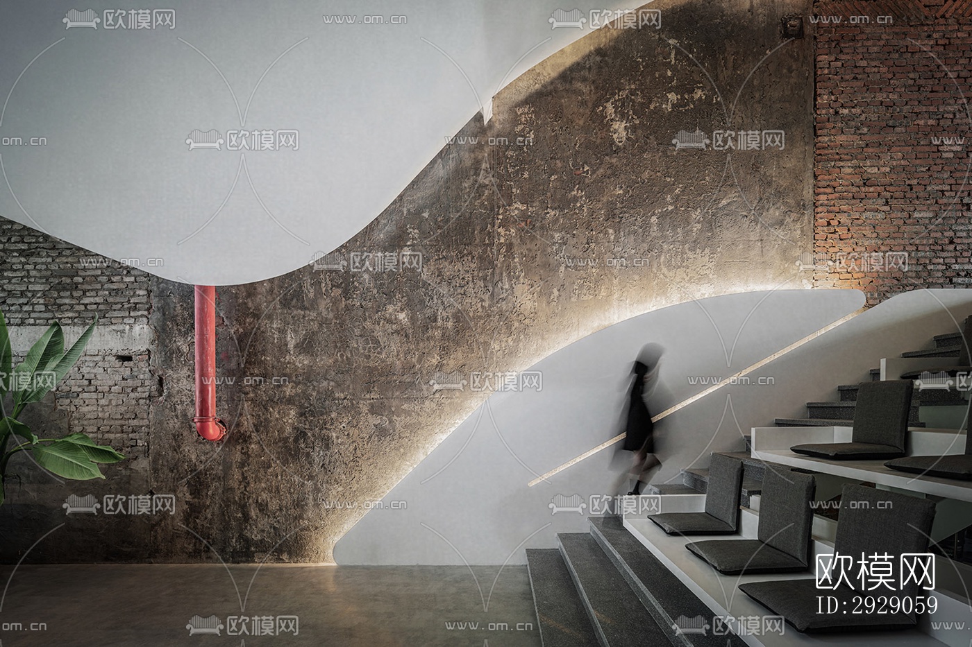 工业风办公区效果图下载（渲染图2）