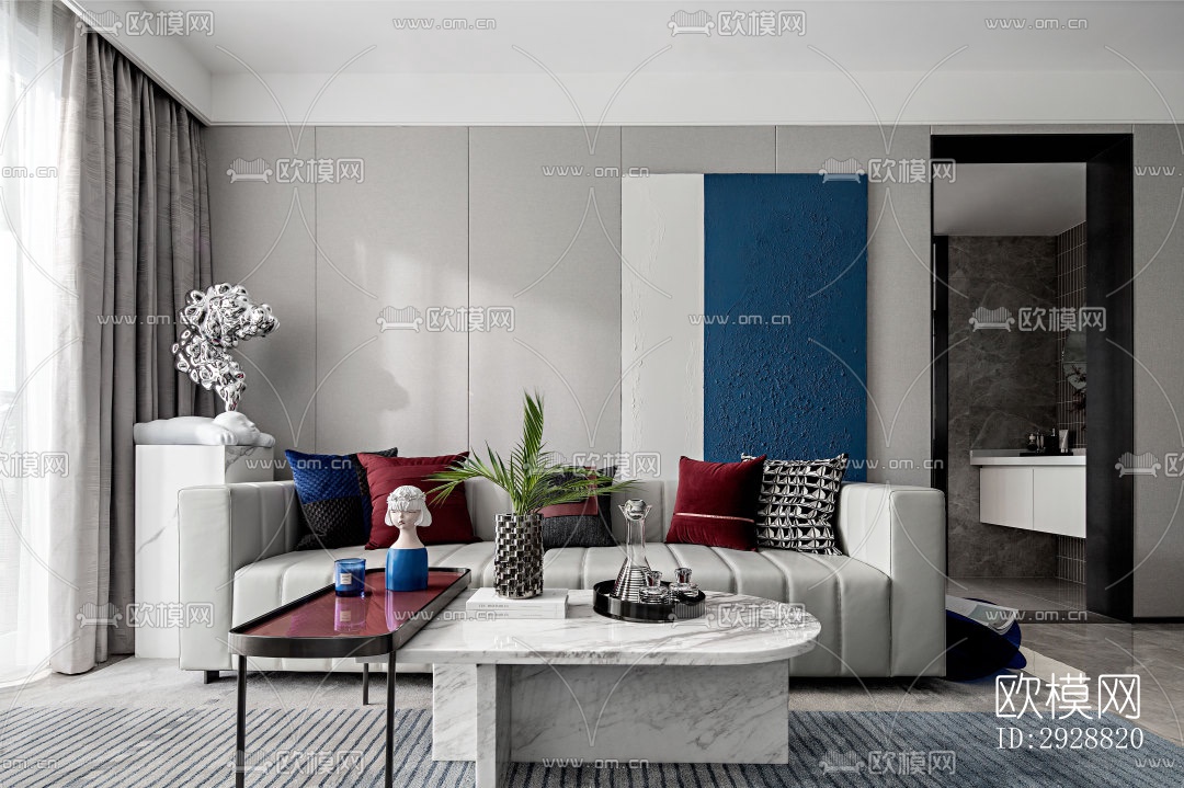 现代平层效果图下载（渲染图2）