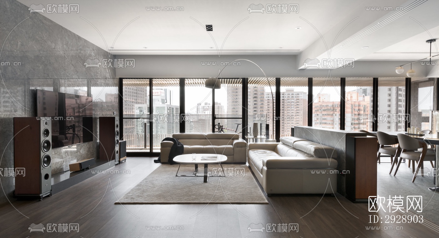 现代平层效果图下载（渲染图12）